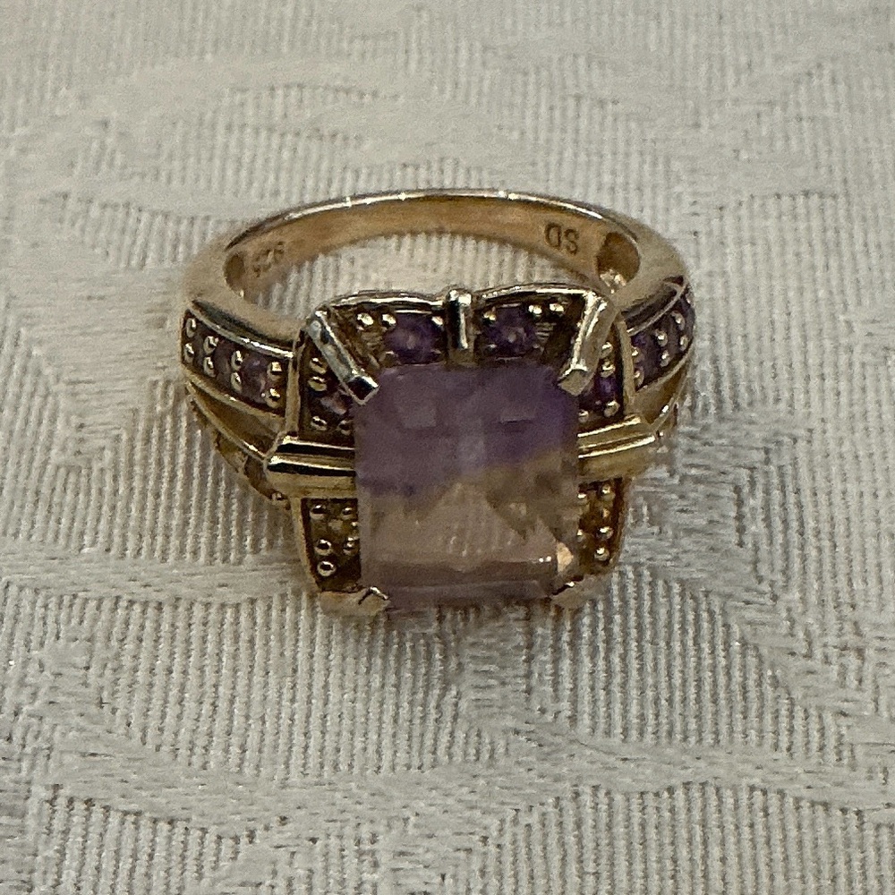 Ametrine vintage ring size 7.75-8? sterling silver w/ gold layer over 925 Estate - Picture 5 of 14